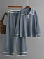 Contrast Trim Johnny Collar Top and Drawstring Pants Sweater Set nicholesgifts