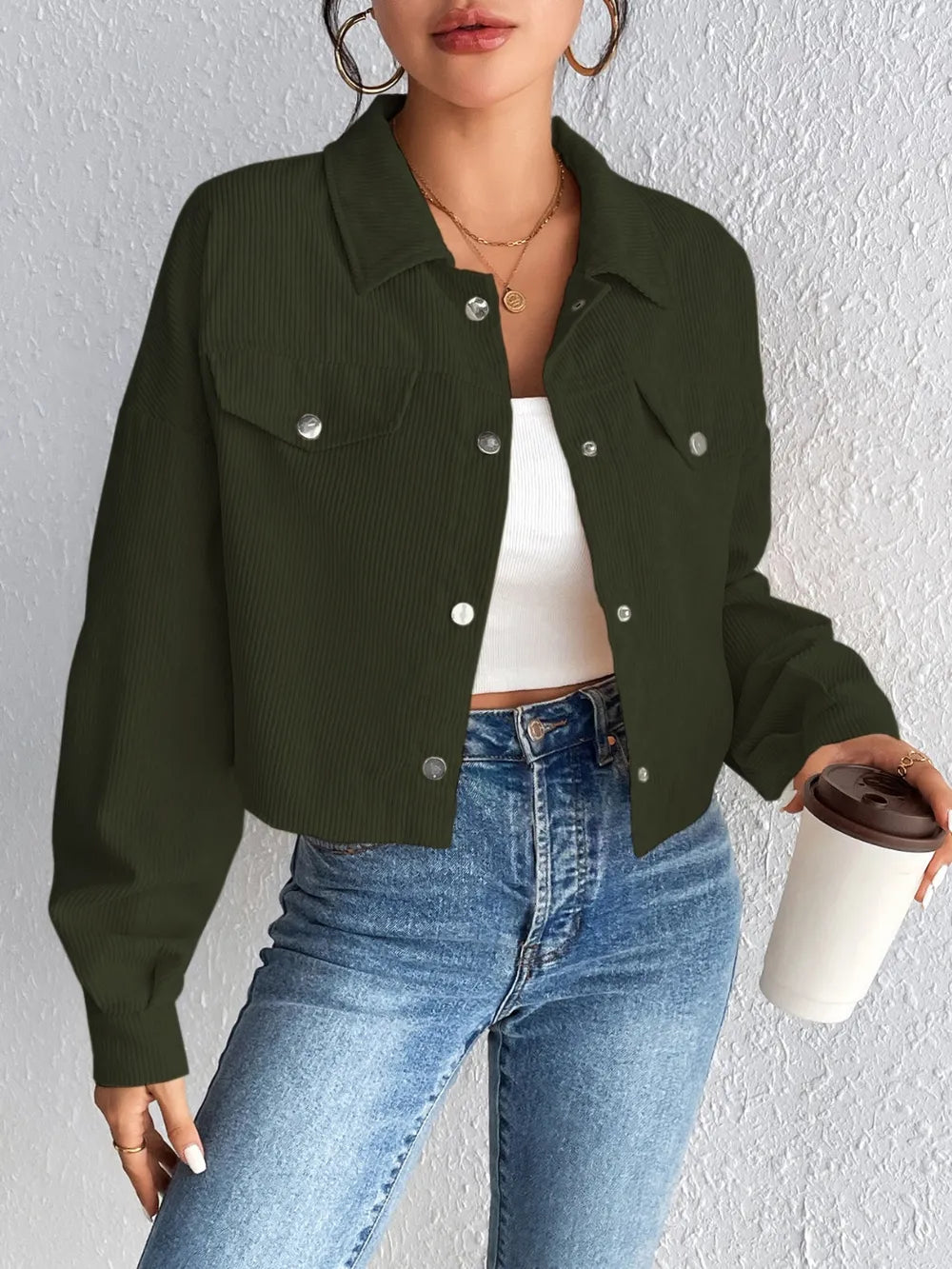 Honey Snap Down Long Sleeve Jacket nicholesgifts