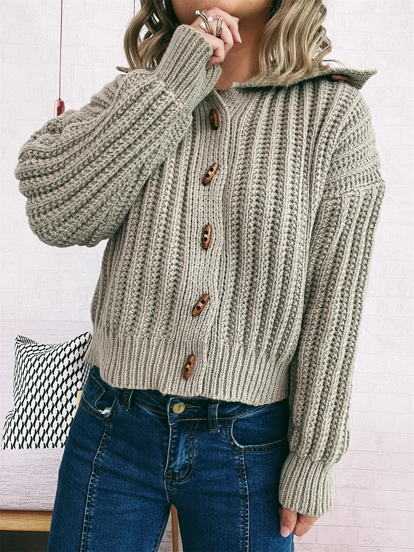 Button Up Long Sleeve Cardigan