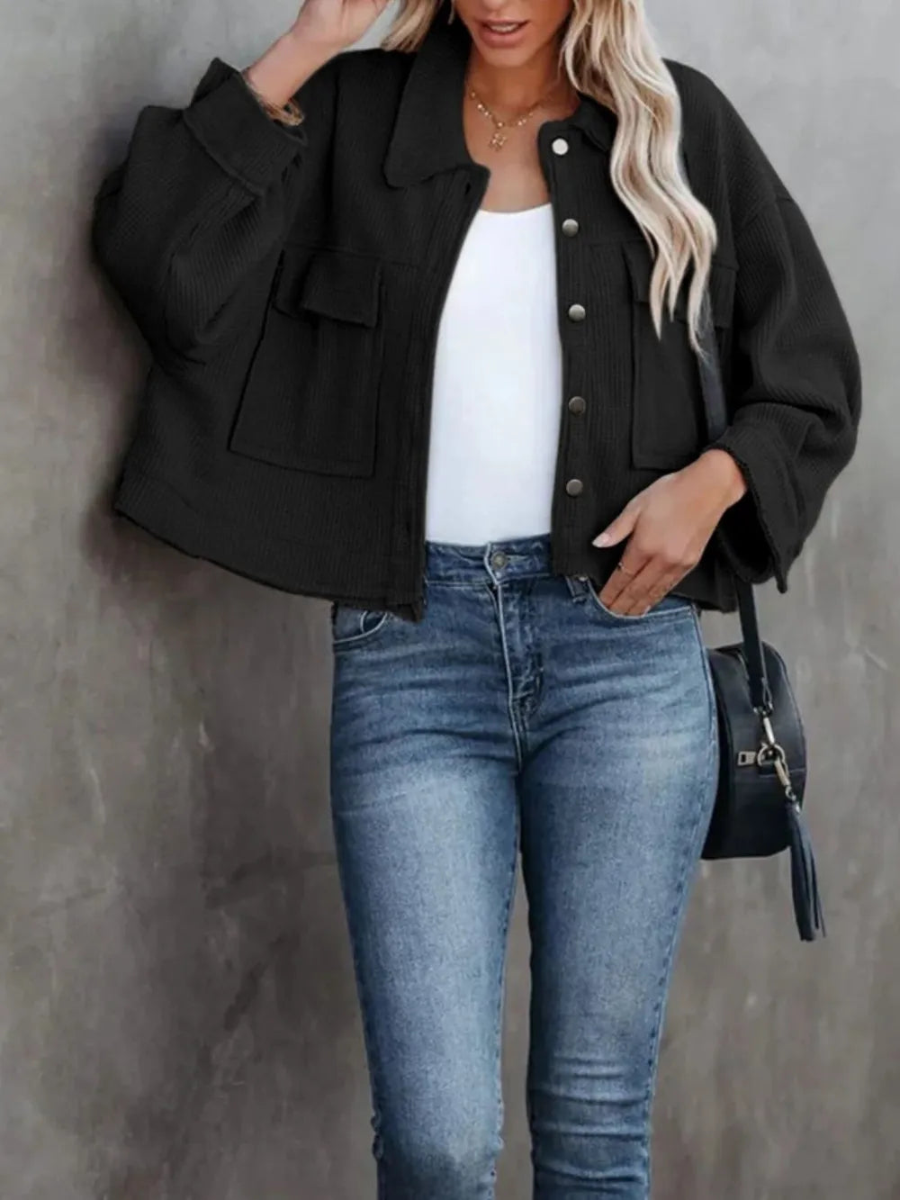 Button Up Long Sleeve Jacket nicholesgifts