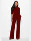 Mock Neck Tie-Waist Half Sleeve Jumpsuit nicholesgifts