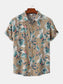 Men's Plus Size Floral Print Short Sleeve Button-Up Shirt nicholesgifts