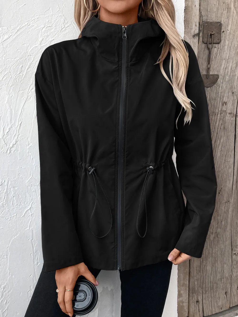 Ivy Lane Drawstring Zip Up Hooded Jacket nicholesgifts