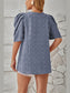 Swiss Dot Round Neck Short Sleeve Blouse nicholesgifts
