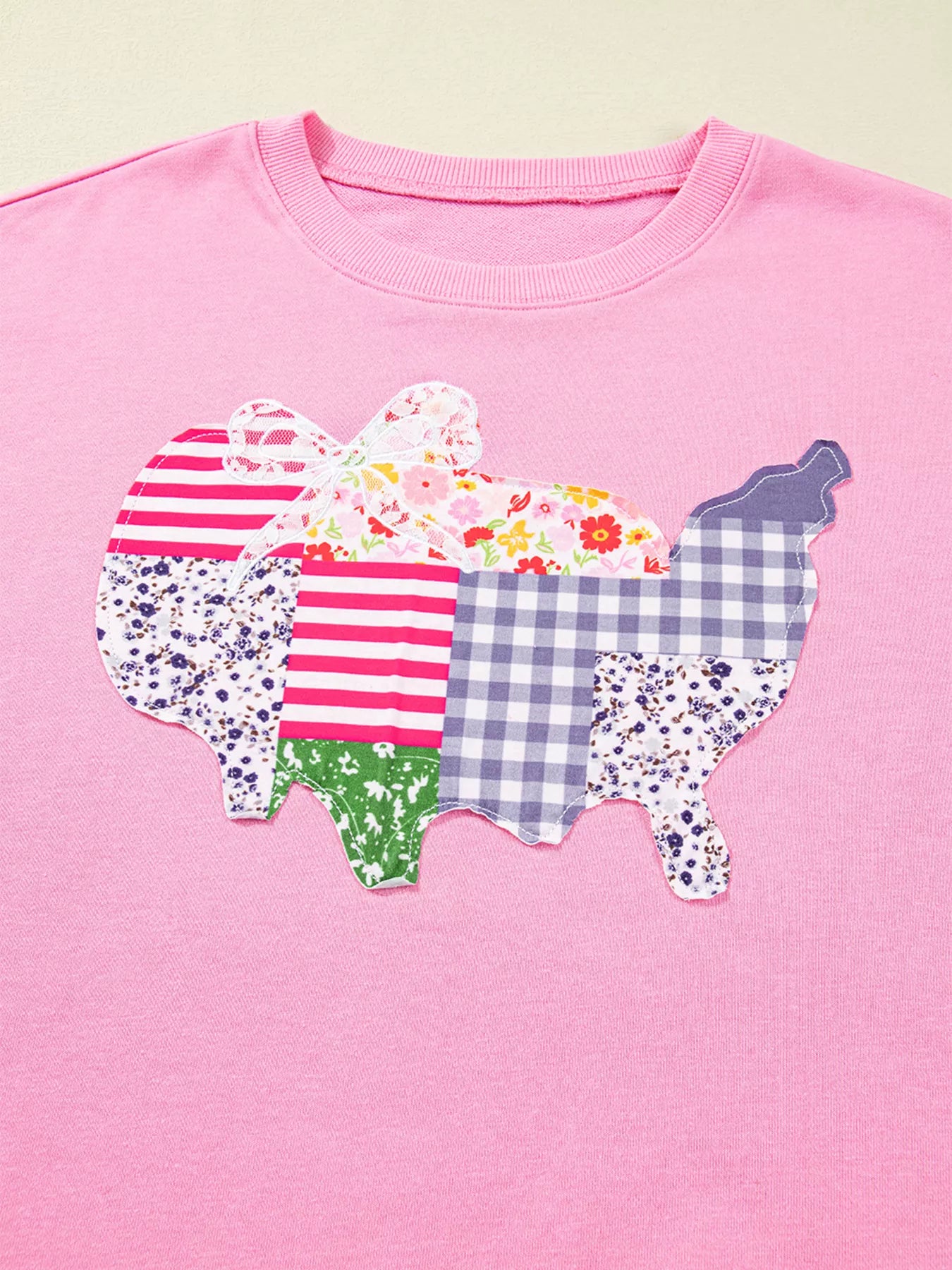 USA Map Patched Long Sleeve Sweatshirt Trendsi