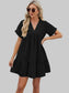 Women Ruched Tiered V-Neck Short Sleeve Mini Dress nicholesgifts