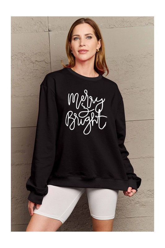 Simply Love Full Size MERRY AND BRIGHT Graphic Sweatshirt