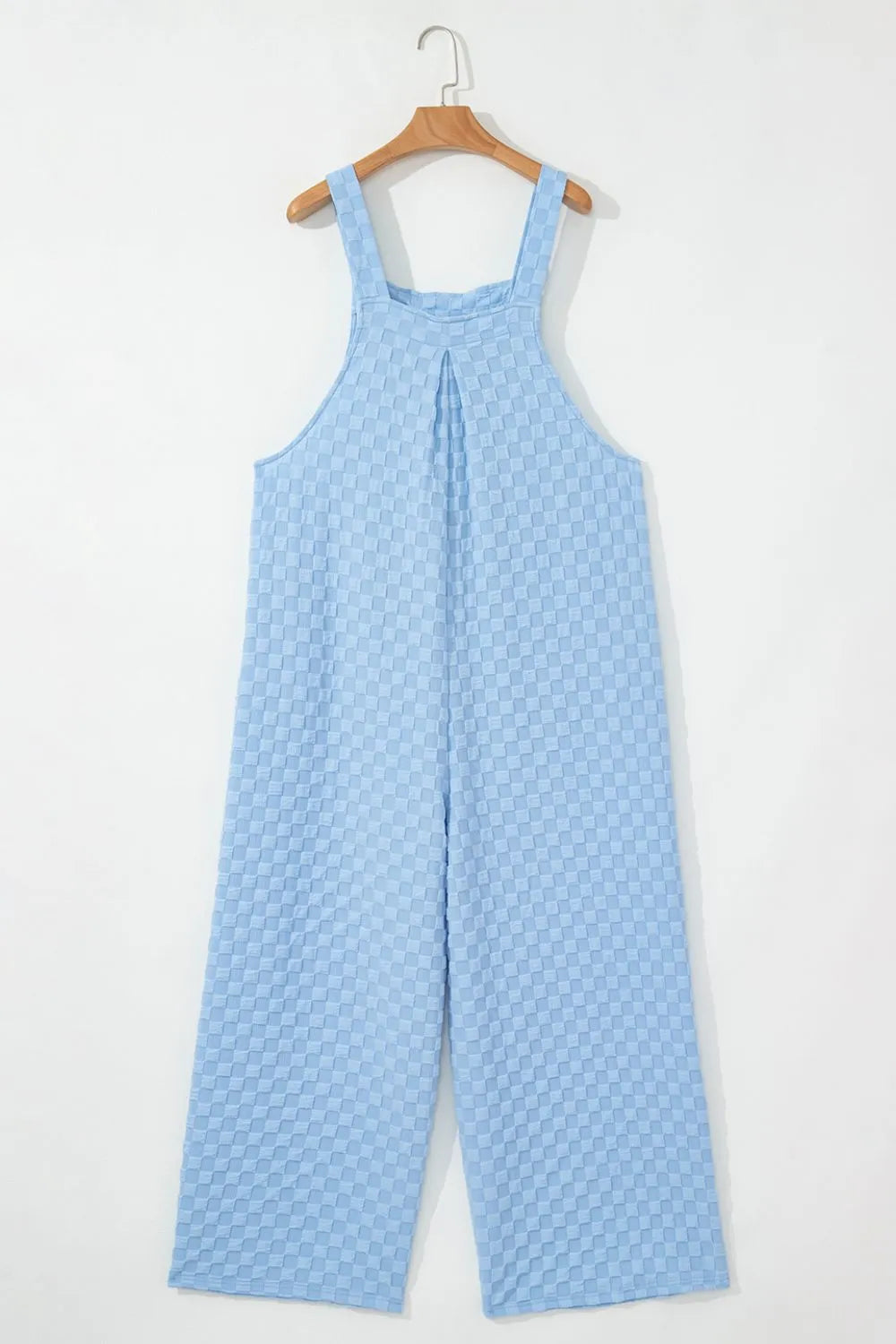 Checkered Pocketed Wide Leg Overalls Trendsi