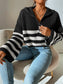 Striped Half Zip Cropped Sweater nicholesgifts