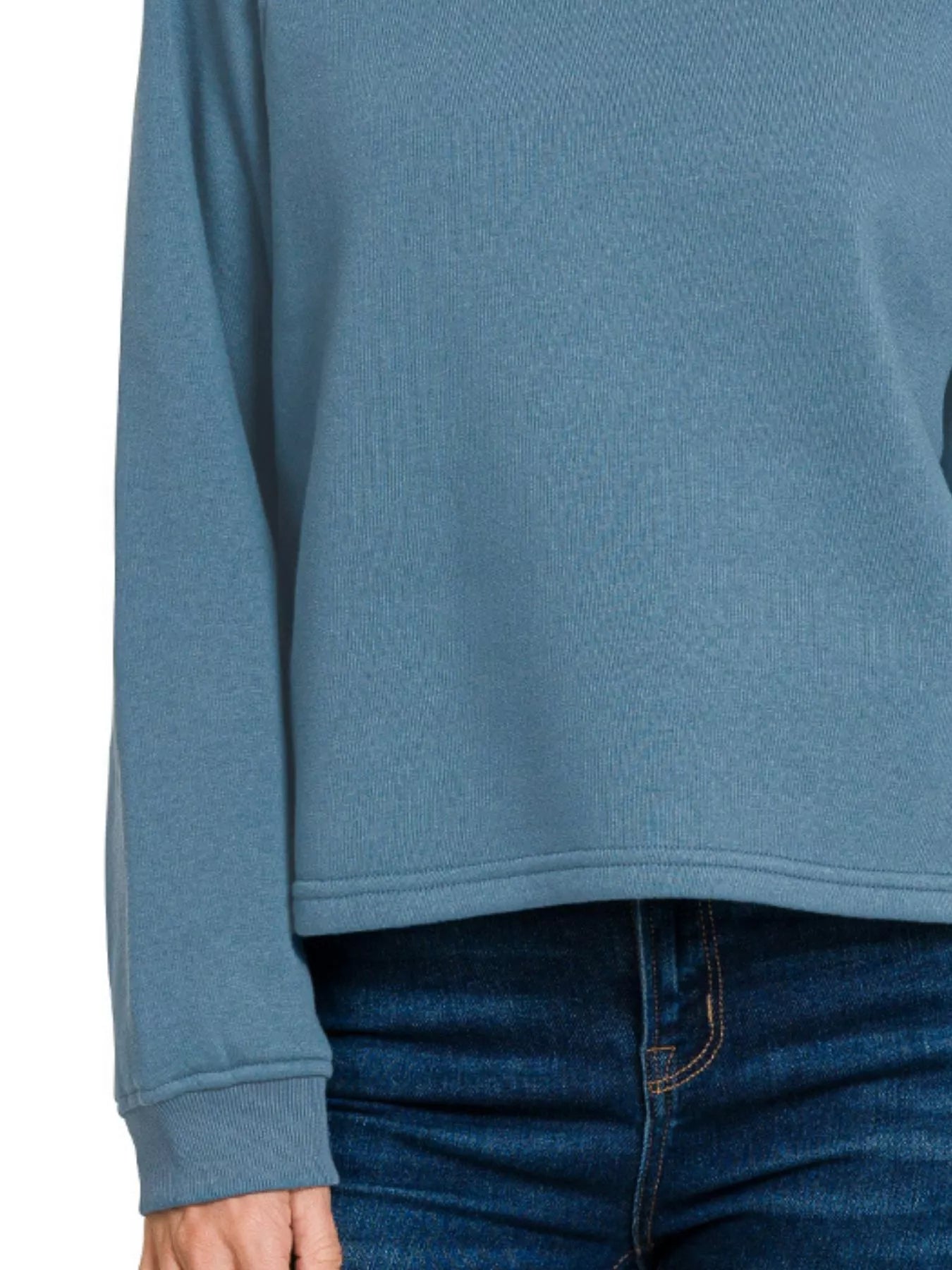 Zenana Fleece Raglan Round-Neck Sweatshirt Trendsi