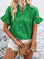 Button Down Ruffled Short Sleeve Shirt nicholesgifts