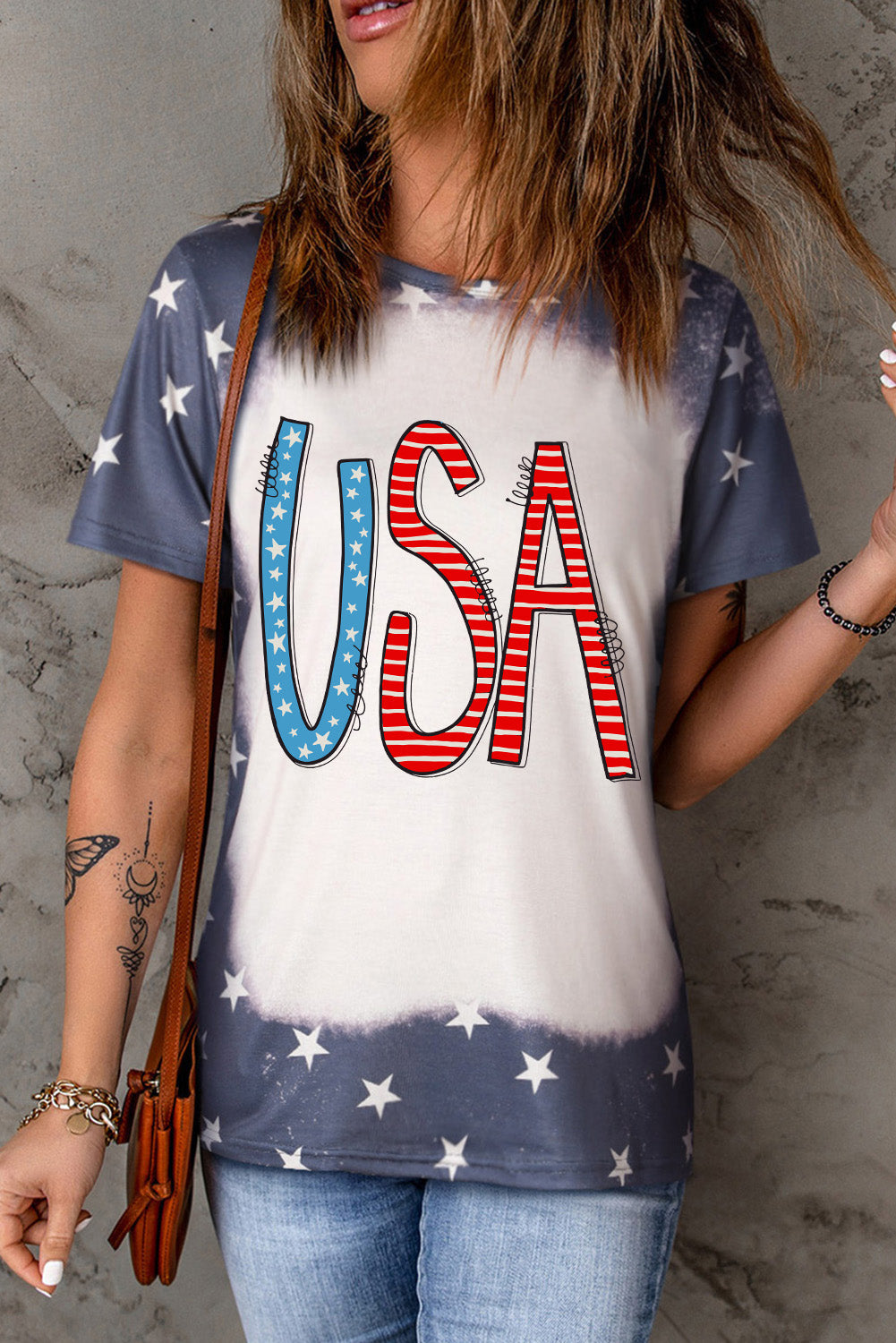 USA Round Neck Short Sleeve T-Shirt nicholesgifts