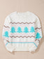 Christmas Tree Ribbed Hem Dropped Shoulder Sweater nicholesgifts