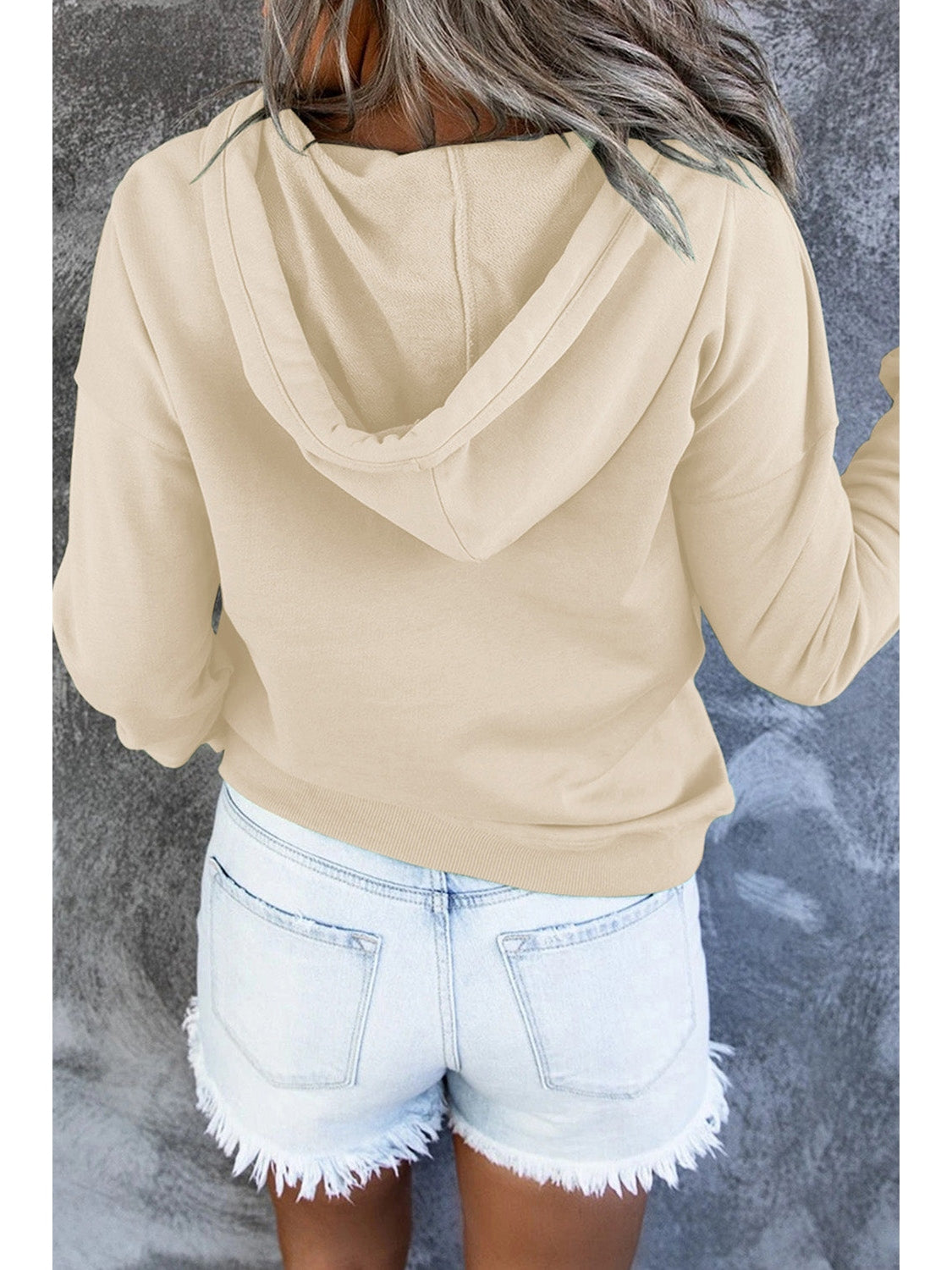 Dropped Shoulder Long Sleeve Hoodie with Pocket nicholesgifts