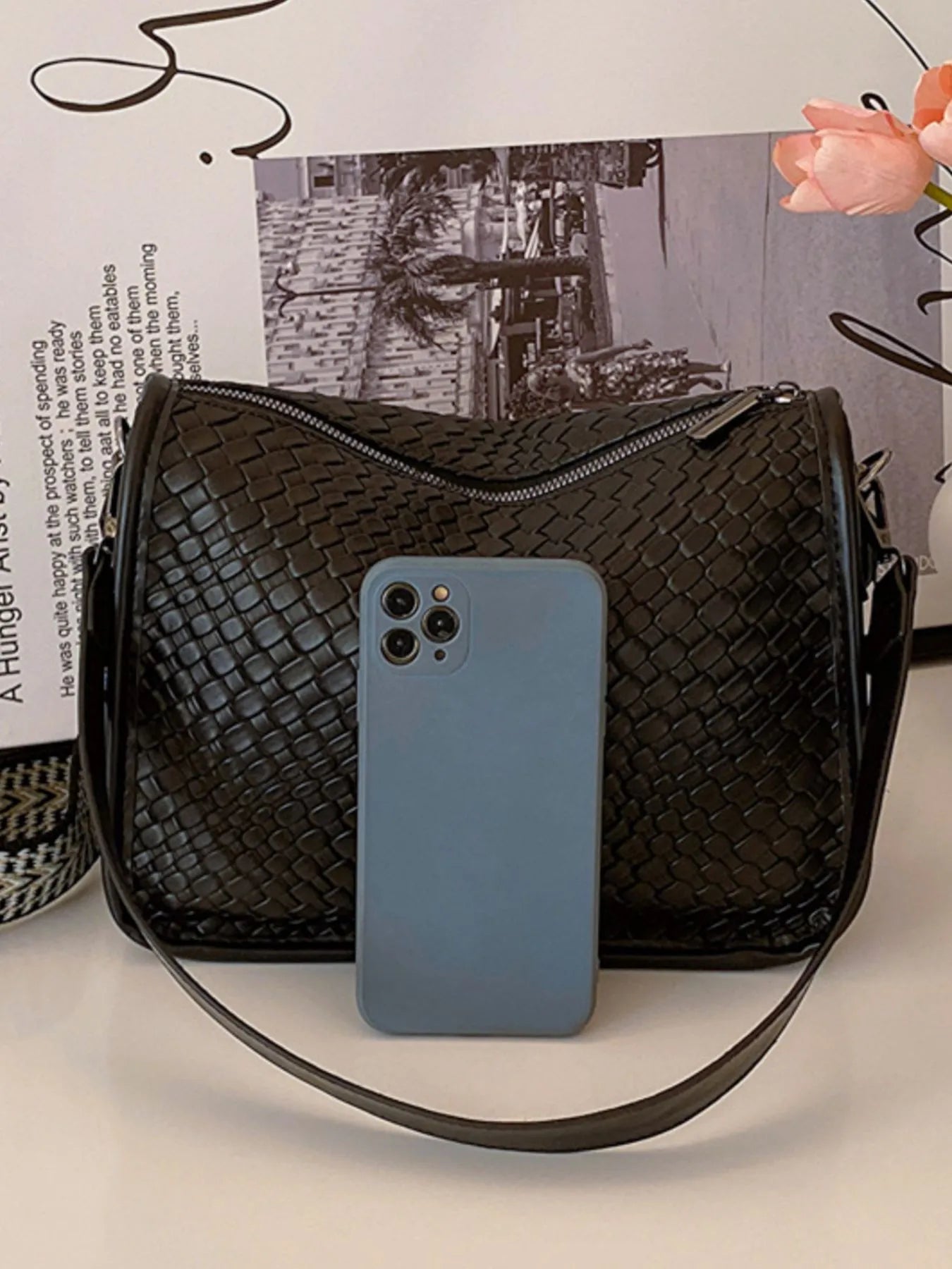 Textured Leather Shoulder Bag Trendsi
