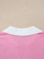 Contrasting Polo Collar Color Block Knit Drop Shoulder Sweater nicholesgifts