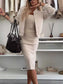Women Full Size Slit Square Neck Dress and Outerwear Set Plus Size nicholesgifts