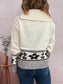 Flower Zip Collar Long Sleeve Sweater nicholesgifts