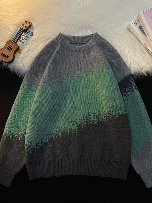 Men's Plus Size Gradient Color Block Sweater nicholesgifts