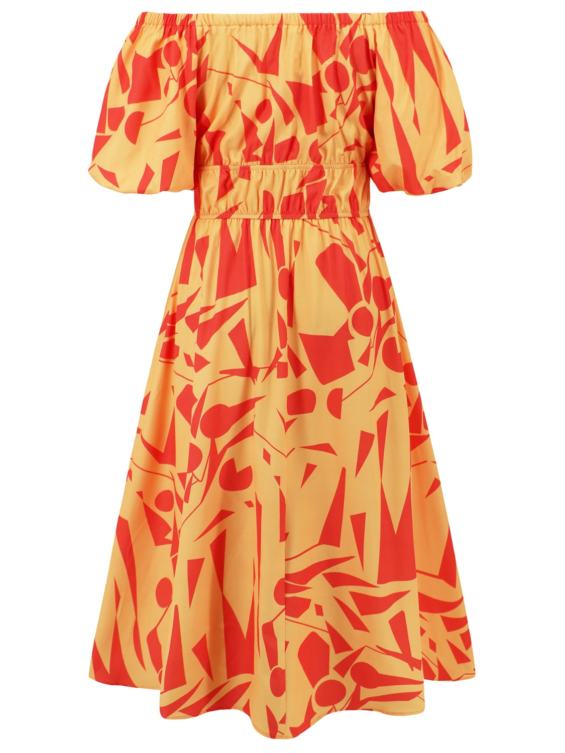 Printed Off-Shoulder Balloon Sleeve Dress nicholesgifts