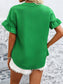 Button Down Ruffled Short Sleeve Shirt nicholesgifts