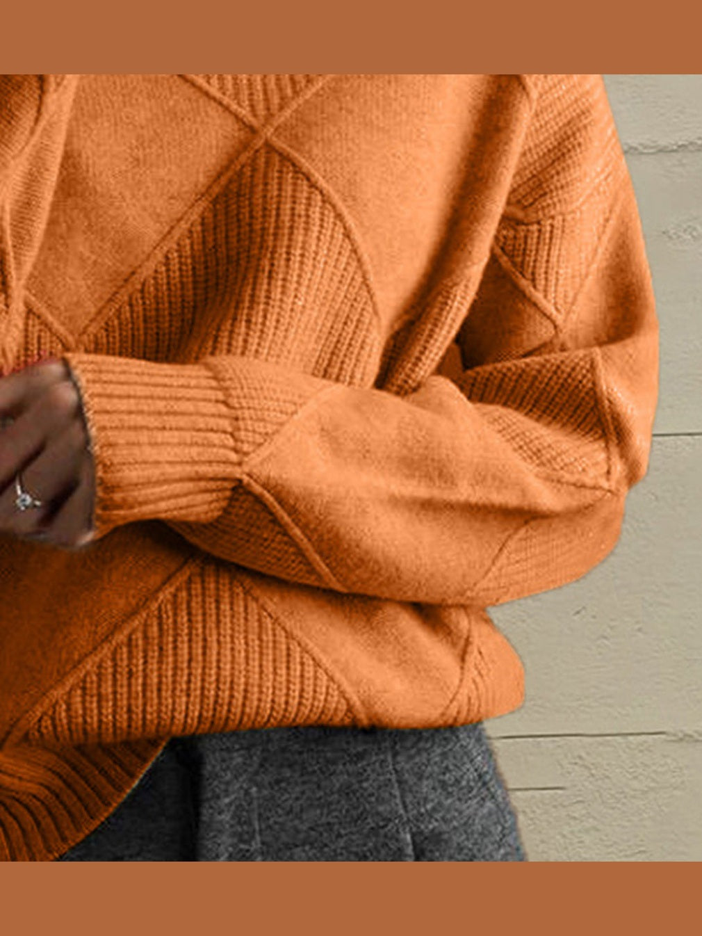 Geometric Turtleneck Long Sleeve Sweater nicholesgifts