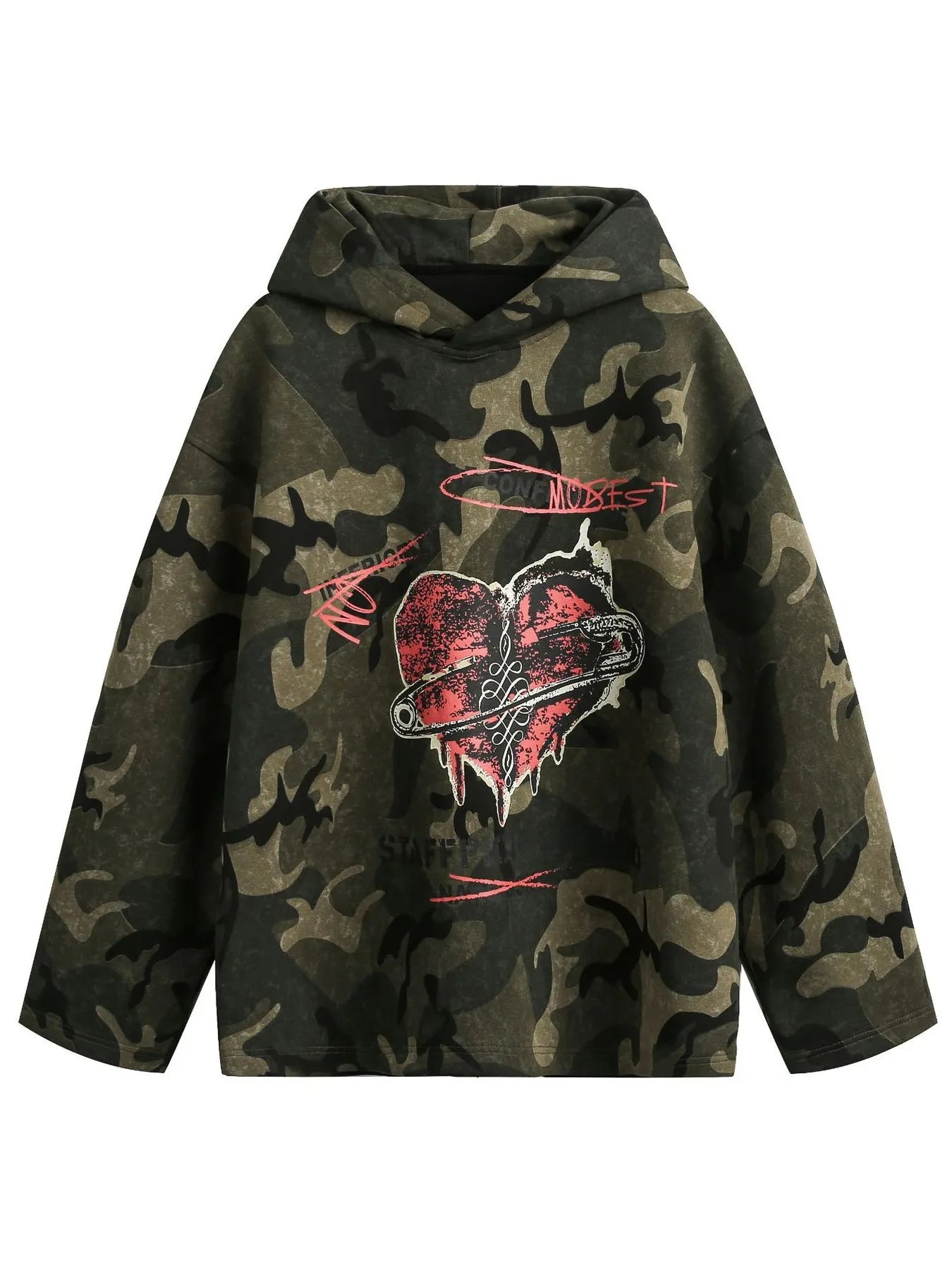 Men's Oversized Camouflage Heart Hoodie NicholesGifts