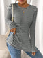 Side Slit Striped Long Sleeve T-Shirt nicholesgifts