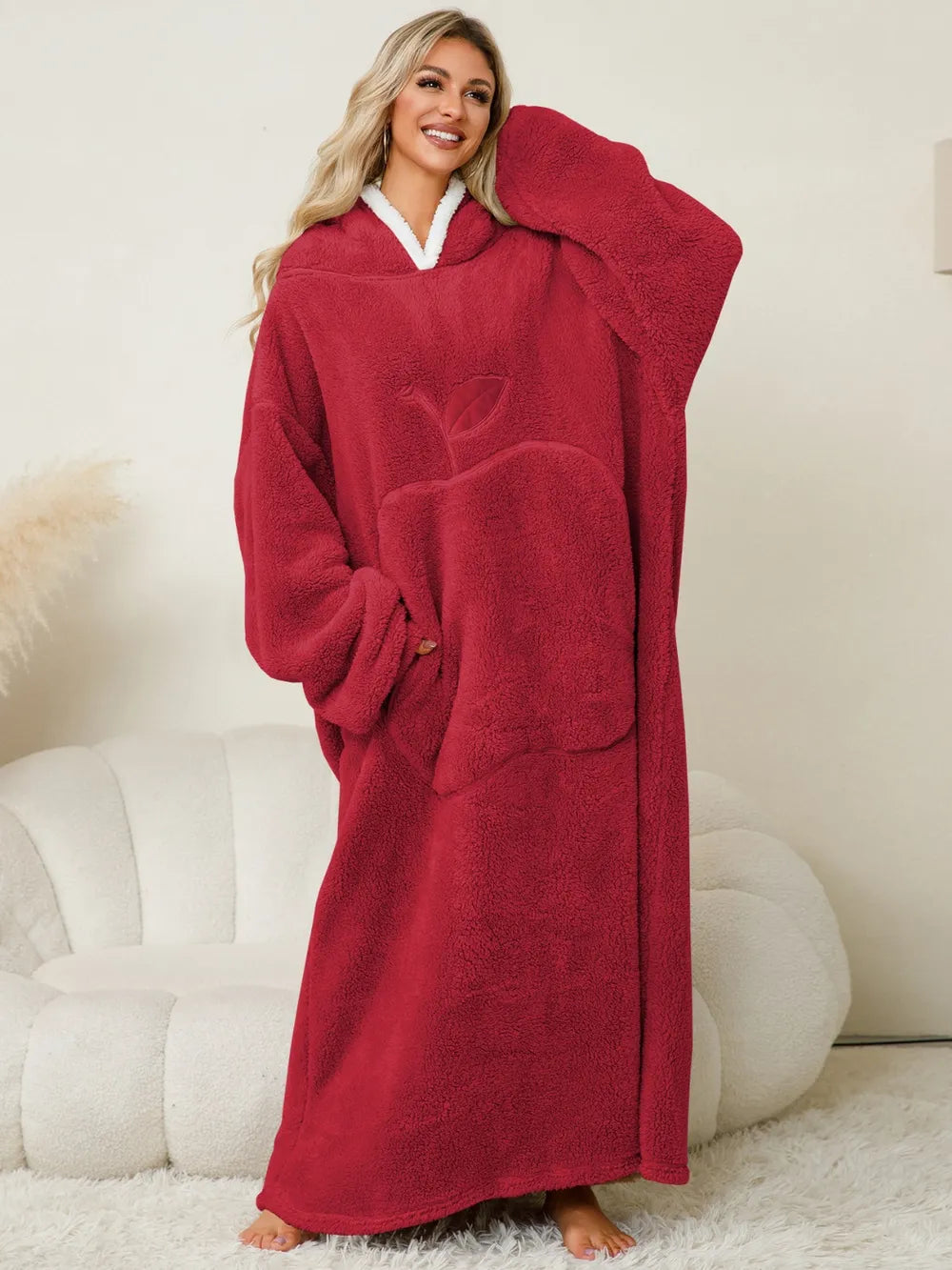 Pocketed Contrast Long Sleeve Hooded Lounge Dress nicholesgifts