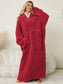 Pocketed Contrast Long Sleeve Hooded Lounge Dress nicholesgifts