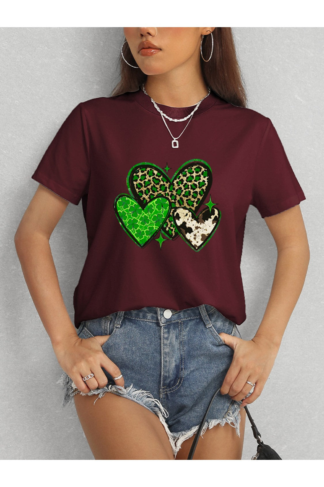 Heart Round Neck Short Sleeve T-Shirt NicholesGifts