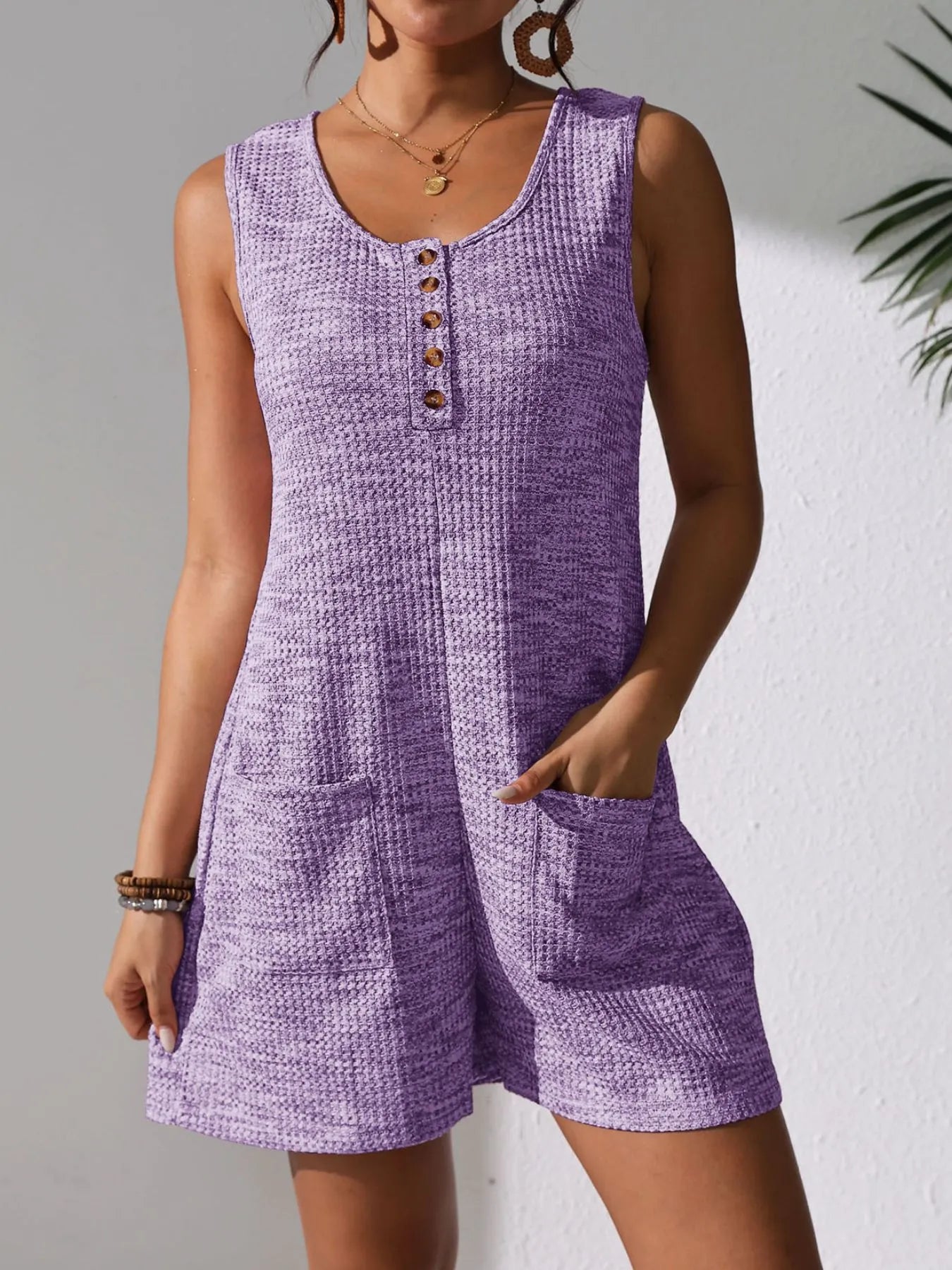 Full Size Button Front Romper with Pockets Plus Size nicholesgifts
