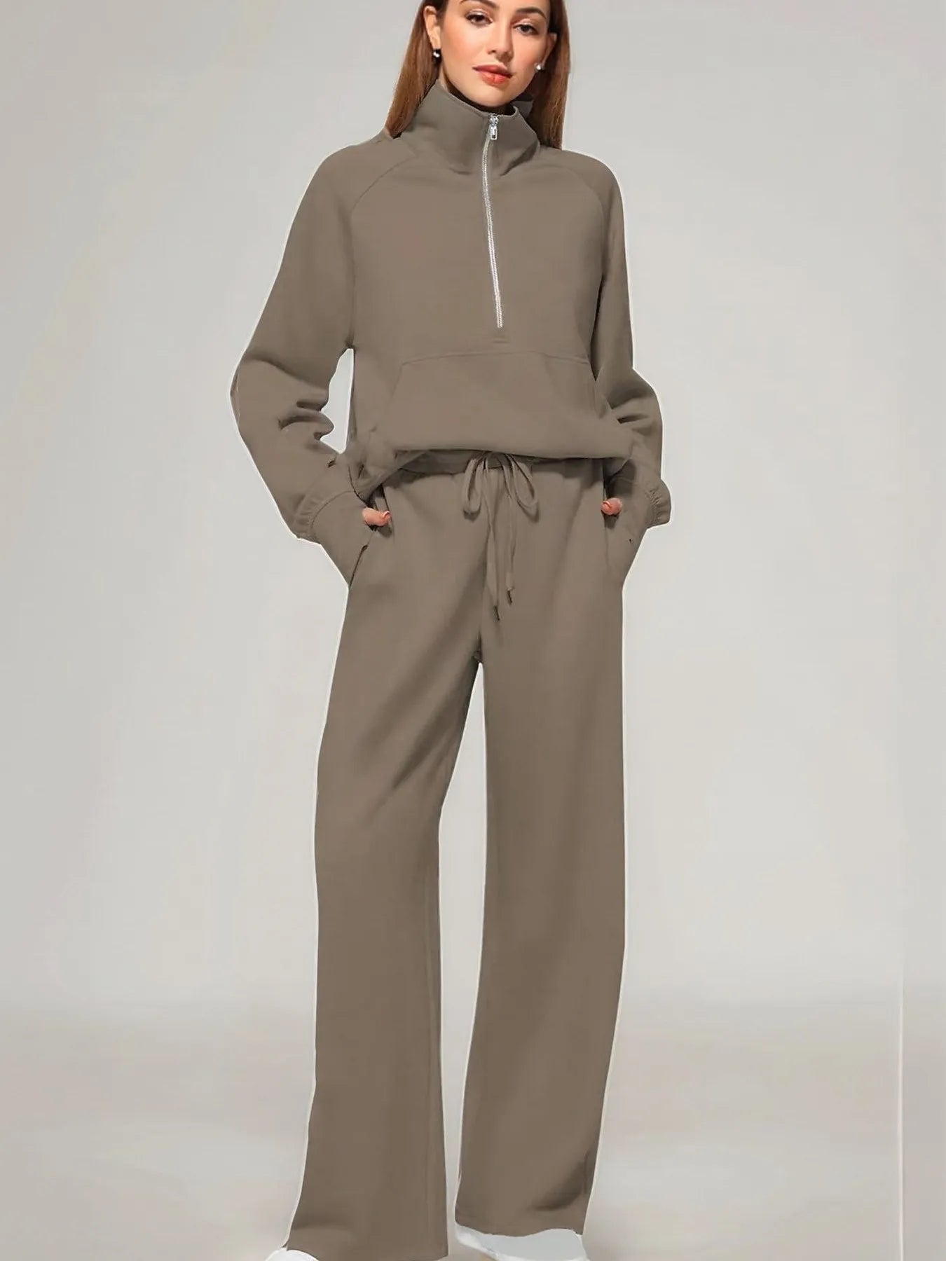 Half Zip Long Sleeve Top and Pants Set NicholesGifts