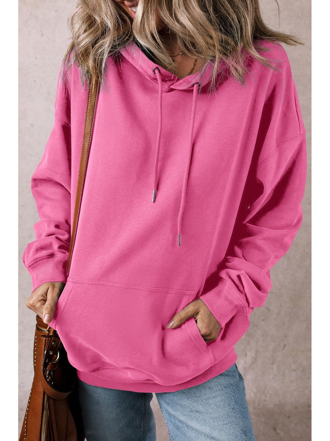 Women Drawstring Pocketed Long Sleeve Hoodie nicholesgifts