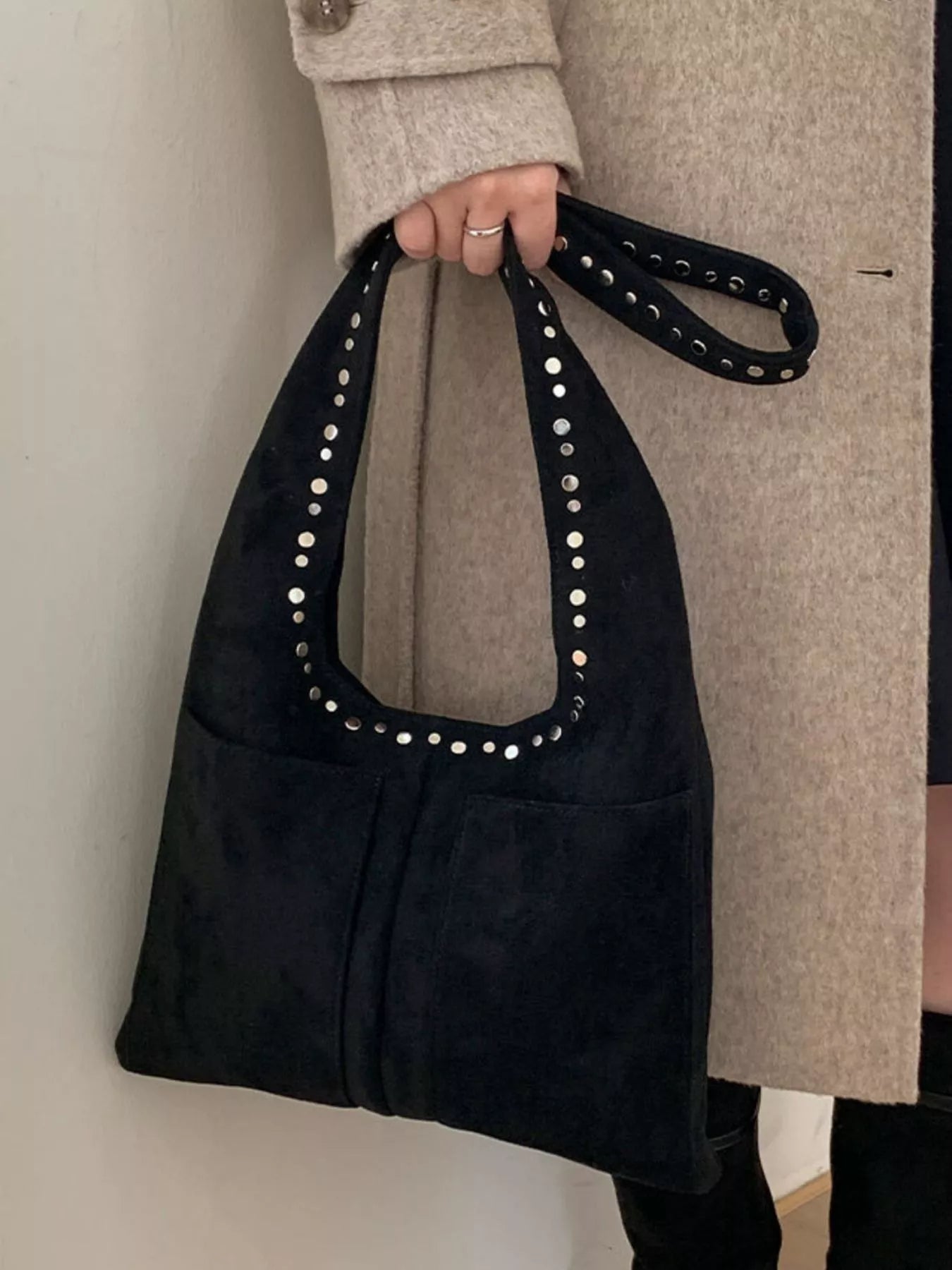 Studded Suede Shoulder Bag nicholesgifts