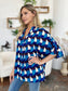 Women Double Take Full Size Geometric Notched Half Sleeve Blouse nicholesgifts