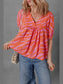 Zebra Stripe Print Ruched Cuff Half Sleeve V Neck Blouse nicholesgifts