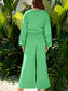 Women Drop Shoulder Puff Sleeve Crop Top and Drawstring Wide Leg Pants Set nicholesgifts