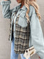 Plaid Button Up Dropped Shoulder Jacket nicholesgifts