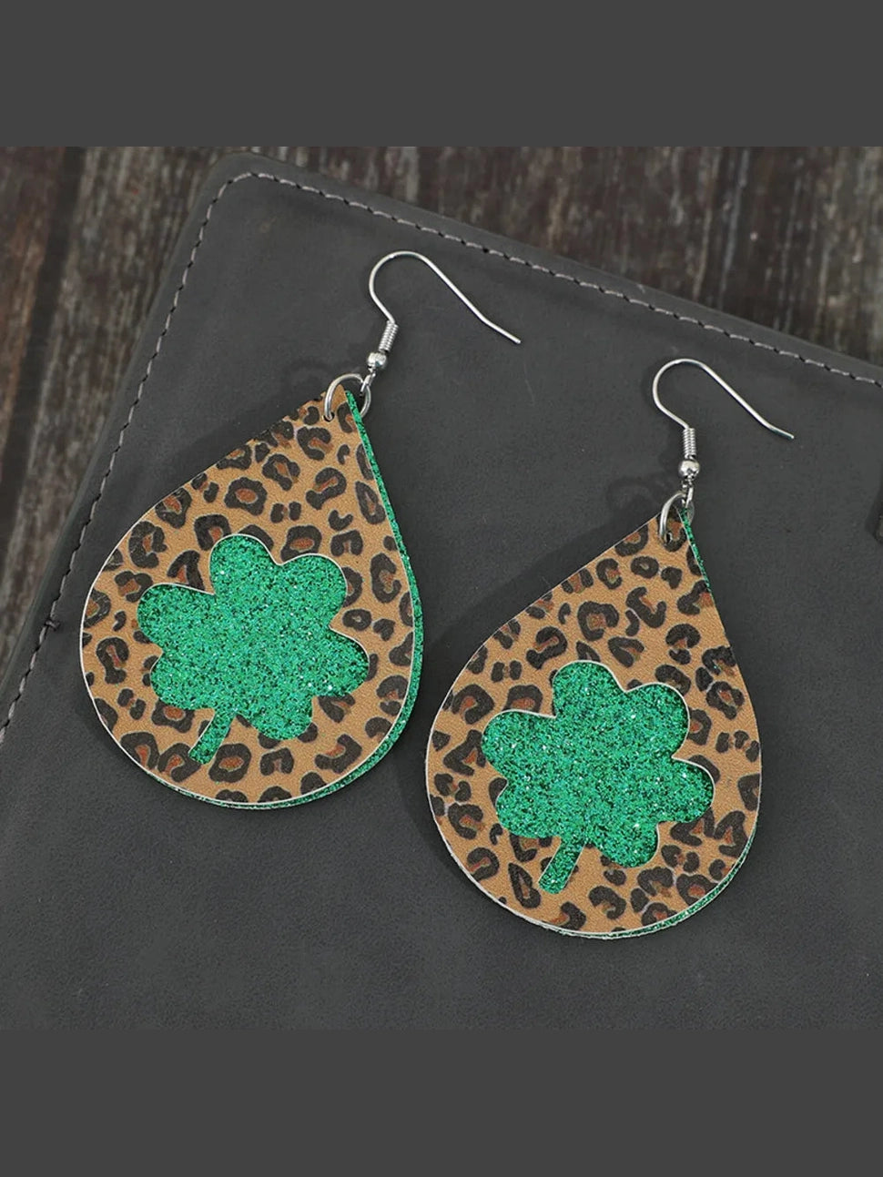 Leopard Hollowed Leather Teardrop Earrings Trendsi