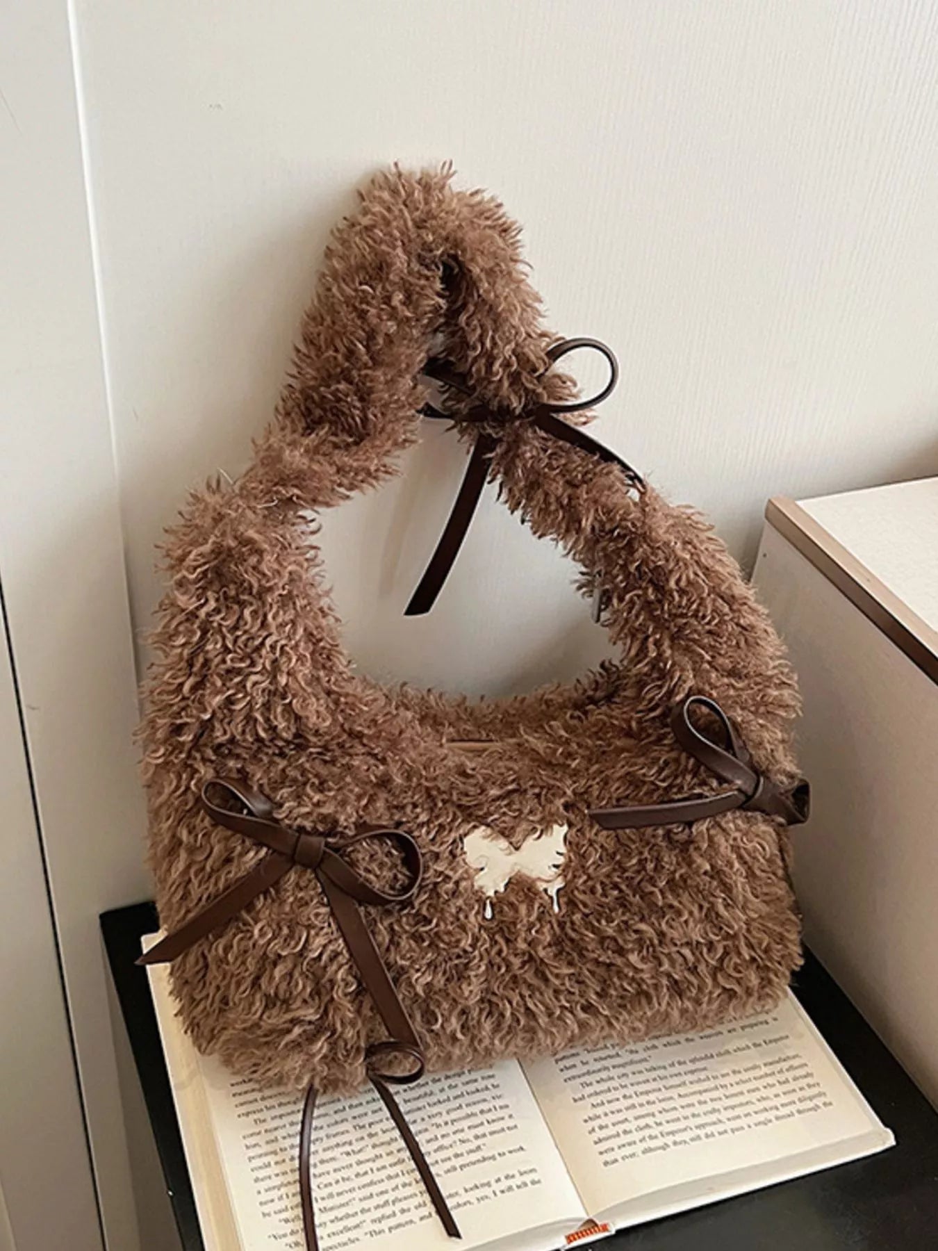 Fluffy Bow Shoulder Bag nicholesgifts