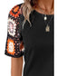 Geometric Round Neck Short Sleeve Blouse nicholesgifts