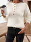 Button Detail Long Sleeve Sweater nicholesgifts