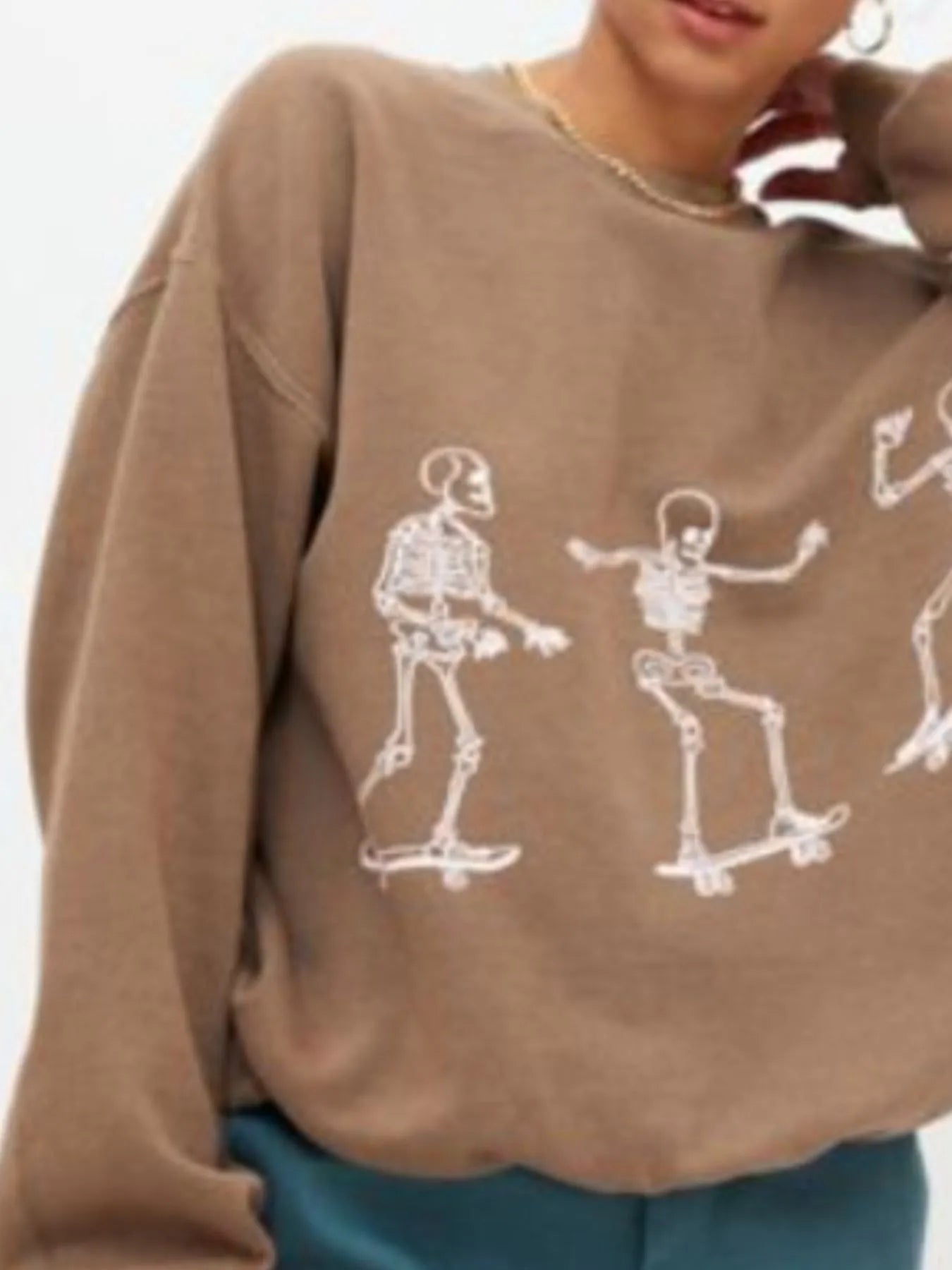 Skeleton Graphic Oversized Sweatshirt Trendsi
