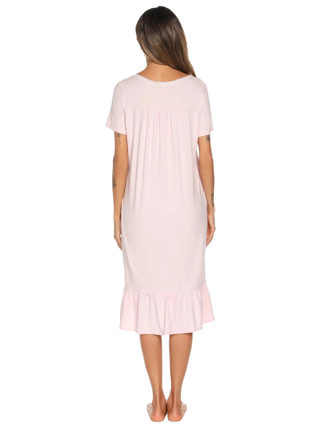Lace Detail Square Neck Lounge Dress nicholesgifts