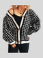 Women Houndstooth Pattern V-Neck Button-Up Cardigan Sweater nicholesgifts