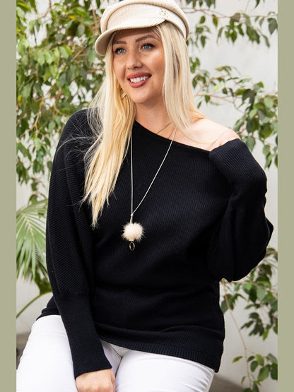 Plus Size Women Round Neck Long Sleeve Solid Sweater nicholesgifts
