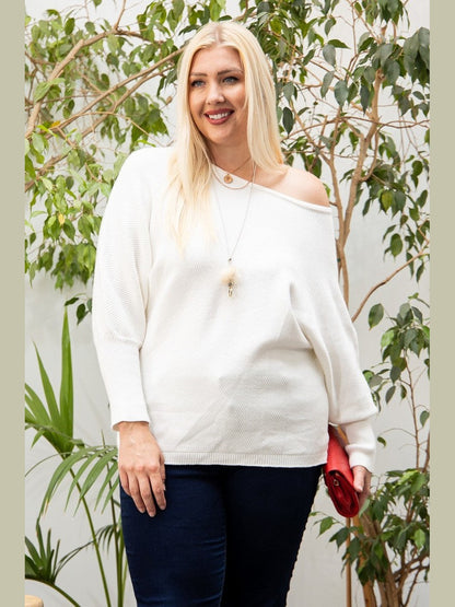 Plus Size Women Round Neck Long Sleeve Solid Sweater nicholesgifts