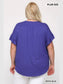 Plus Size Women Solid Purple Knit Surplice Top With Ruffle Sleeve nicholesgifts