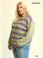 Plus Size Women Novelty Knit And Solid Knit Mixed Loose Top With Drop Down Shoulder nicholesgifts